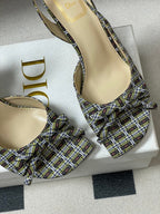 CD 26 Slingback 85 Multicolor Plaid Leather Silk Fabric 593600