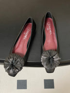 CC 26 Flower-shaped Ballet Flat Black Sheepskin 593168