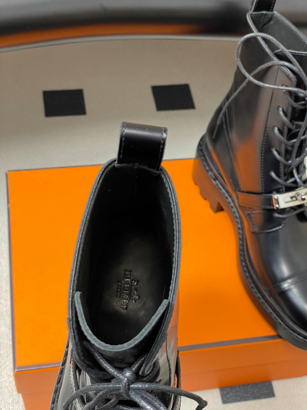 HM First Oxford Ankle Boots 5cm Black Sheepskin 594334
