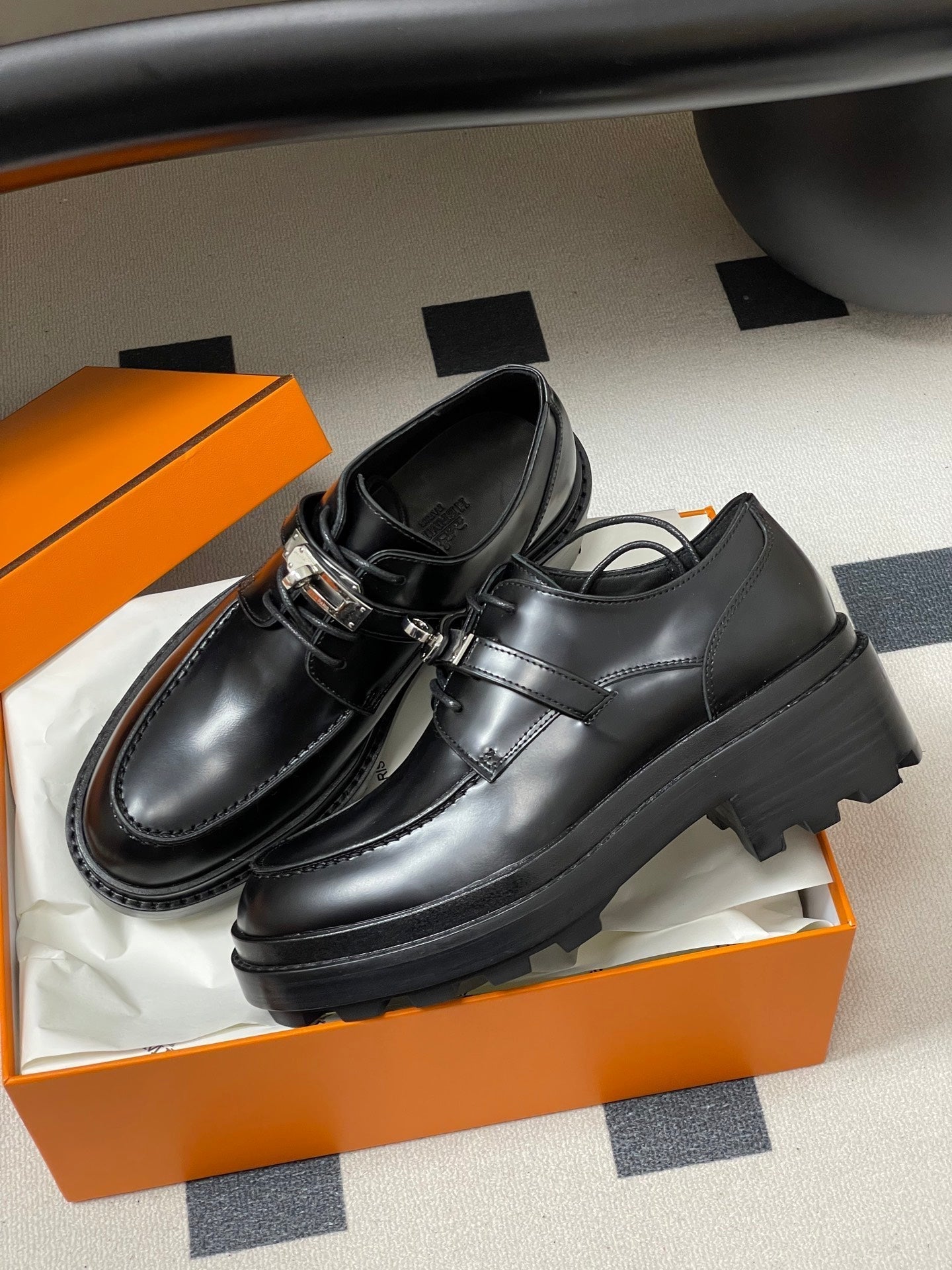 HM First Oxford Shoes 5cm Black Sheepskin 594335