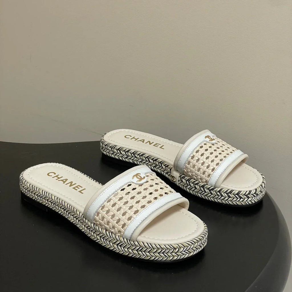 CC 26s Platform Slippers Light Beige Cowhide 649459