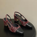 CC 26s Slingback 65 Dark Red Black Tweed Sheepskin 649423