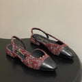 CC 26s Slingback Dark Red Black Tweed Sheepskin 649424