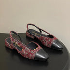 CC 26s Slingback Dark Red Black Tweed Sheepskin 649424