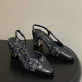 CC 26s Slingback 65 Black Tweed Sheepskin 649418