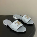 CC 26s Flat Slippers Gray Fabric Sheepskin 649489
