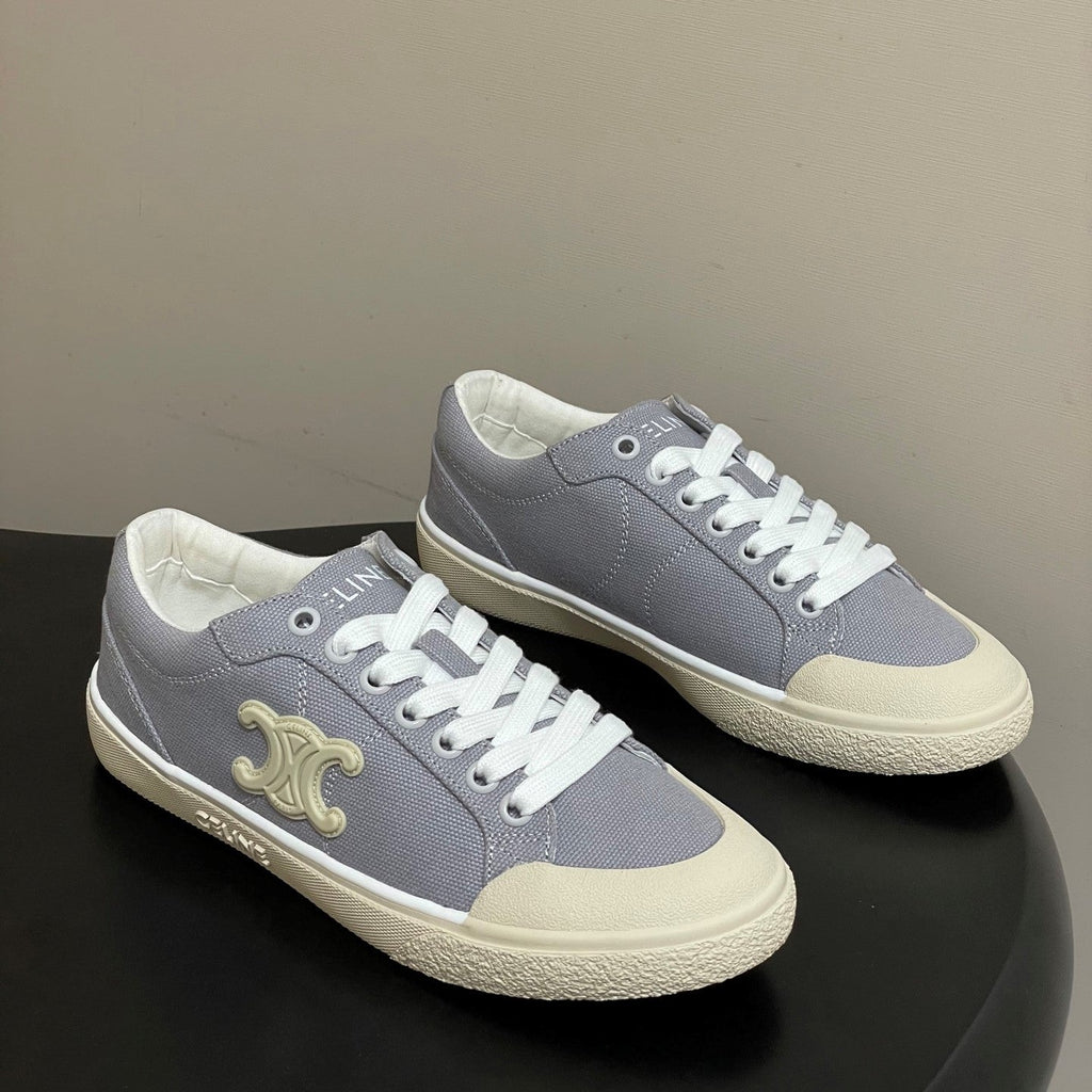 Celine Alan Sneakers Grey Ivory Canvas Rubber 701715