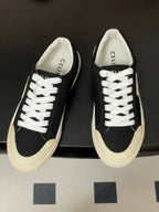 Celine Alan Sneakers Black Ivory Canvas Rubber 701719