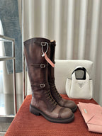 MiuMiu 25 motorcycle boots brown cowhide 521967