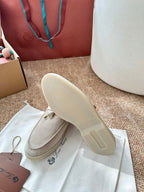 Loro Piana Charms Walk Flat Mules Apricot Suede 623556