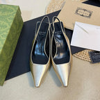 GG Women's G plain leather logo Slingbacks Golden