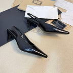 GG Women's G pointed silver-letter Logo slingback Black
