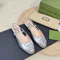 GG Double G patent leather slingback ballet flats Sliver