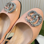 GG Double G patent leather slingback ballet flats Glossy Rose Pink