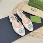 GG Double G patent leather slingback ballet flats Glossy White