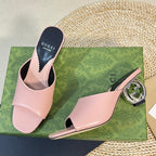 GG  Women's Heeled Sandals Pink Pastel