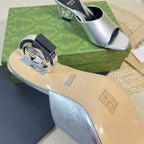 GG  Women's Heeled Sandals Silver
