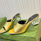 GG  Women's Heeled Sandals Golden