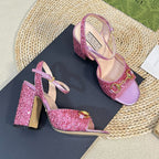 GG Women Sandal High Heels Pink