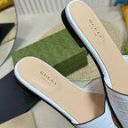 GG Cut Out Slide Sandals White