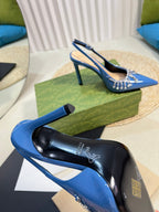 GC Embellished Slingback Blue Patent Leather 294621
