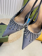 GC Embellished Slingback Dark Gray Patent Leather 294623