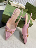 GC Horsebit Slingback Pump 50mm Pink Sheepskin 294561