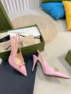 GC Horsebit Slingback Pump 100mm Pink Sheepskin 294567