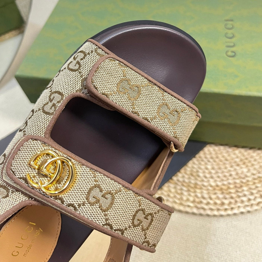 GG  Sandal With Double G Brown Caro