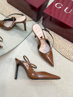 GC 100mm Heeled Slingbacks Brown Sheepskin 294606