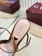 GC 100mm Heeled Slingbacks Brown Sheepskin 294606