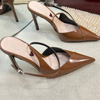 GC 100mm Heeled Slingbacks Brown Sheepskin 294606