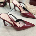 GC 100mm Heeled Slingbacks Rosso Ancora Red Sheepskin 294607