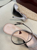 HIGH SLINGBACK 10 CM IN BEIGE SILK WITH FULL RHINSTONES