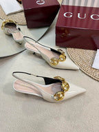 GC Slingbacks With Marina Chain 50mm White Patent Leather 294583