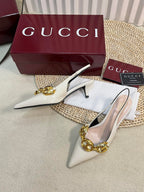GC Slingbacks With Marina Chain 50mm White Patent Leather 294583