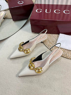 GC Slingbacks With Marina Chain 50mm White Patent Leather 294583