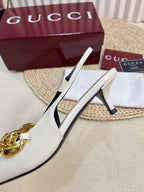 GC Slingbacks With Marina Chain 50mm White Patent Leather 294583