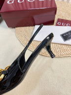 GC Slingbacks With Marina Chain 50mm Black Patent Leather 294584