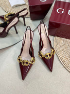 GC Slingbacks With Marina Chain 100mm Red Patent Leather 294585