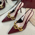 GC Slingbacks With Marina Chain 100mm Red Patent Leather 294585