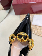 GC Slingbacks With Marina Chain 100mm Black Patent Leather 294587