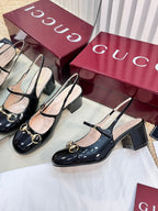 GC Horsebit Slingback 60mm Black Patent Leather 294590