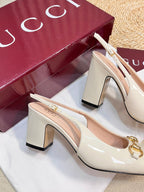 GC Horsebit Slingback 95mm Ivory Patent Leather 294592