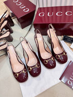 GC Horsebit Slingback 95mm Rosso Ancora red Patent Leather 294593