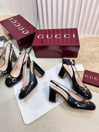 GC Horsebit Slingback 95mm Black Patent Leather 294594