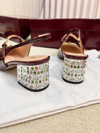 GC Horsebit Slingback with Crystal 60mm Rosso Ancora red Patent Leather 294600