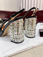GC Horsebit Slingback with Crystal 95mm Black Patent Leather 294598