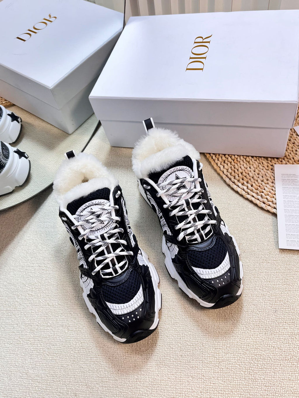 CD Chrono Sneaker In Black Mesh Fabric With Fleece Lining 992620