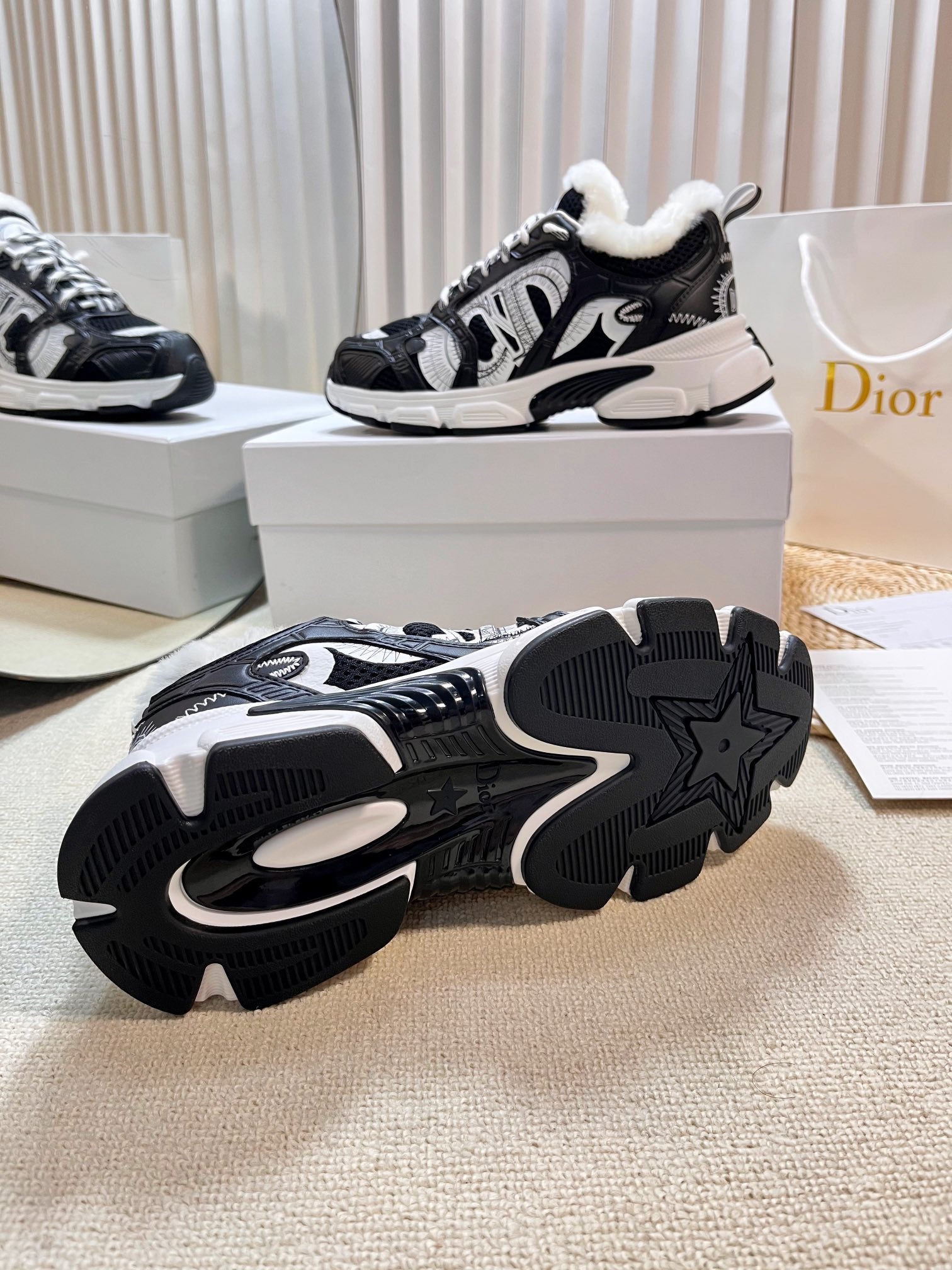 CD Chrono Sneaker In Black Mesh Fabric With Fleece Lining 992620